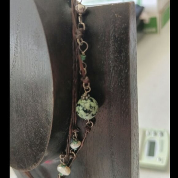 16" TURQUOISE, PEARL, STERLING & DALMATION STONE PENDANT HANDMADE NECKLACE - Picture 7 of 8